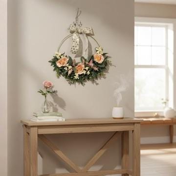 Handmade Blush Rose Gold Hoop Wreath — Modern Minimalist Front Door Décor
