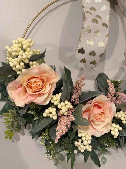Handmade Blush Rose Gold Hoop Wreath — Modern Minimalist Front Door Décor