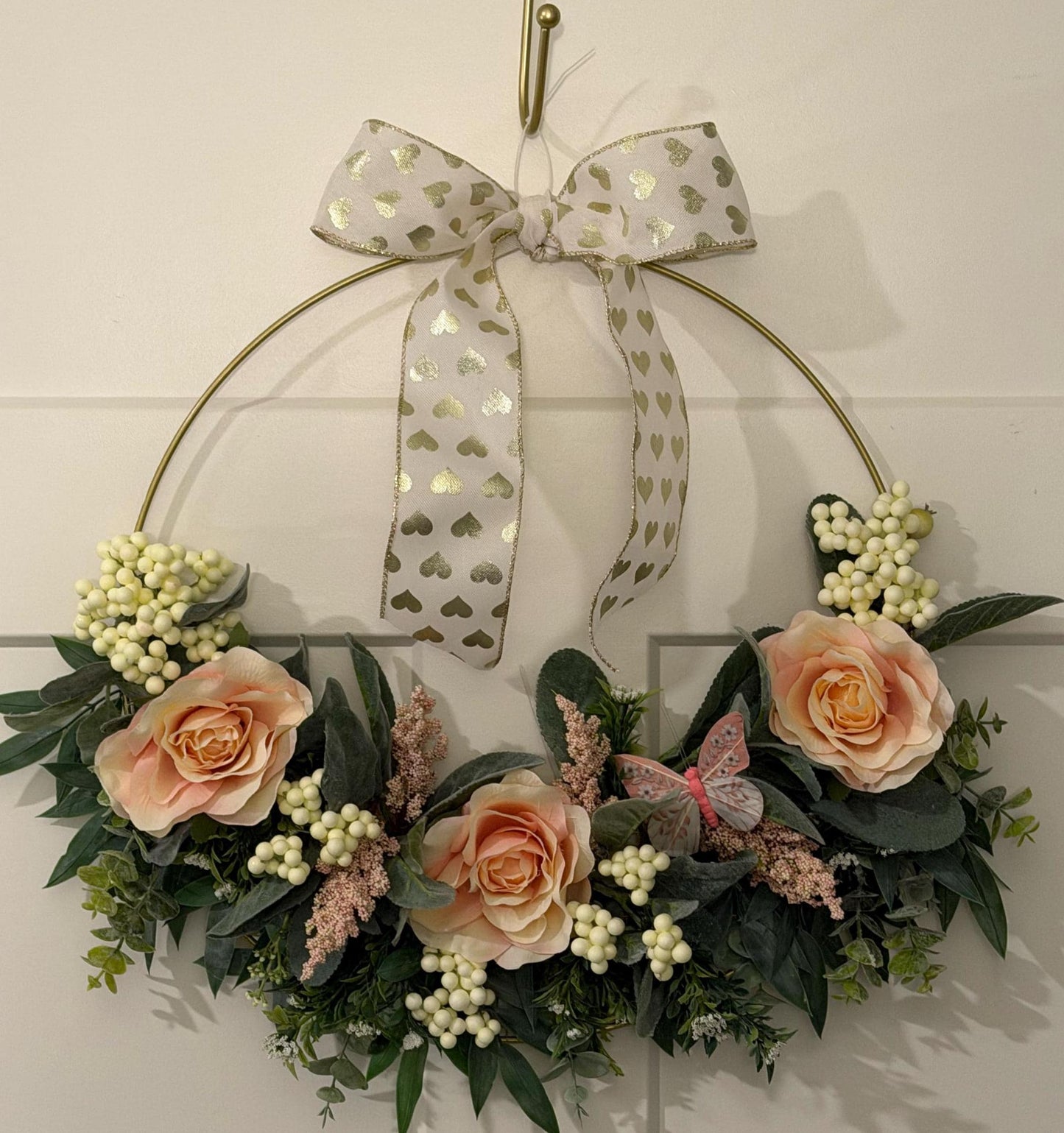 Handmade Blush Rose Gold Hoop Wreath — Modern Minimalist Front Door Décor