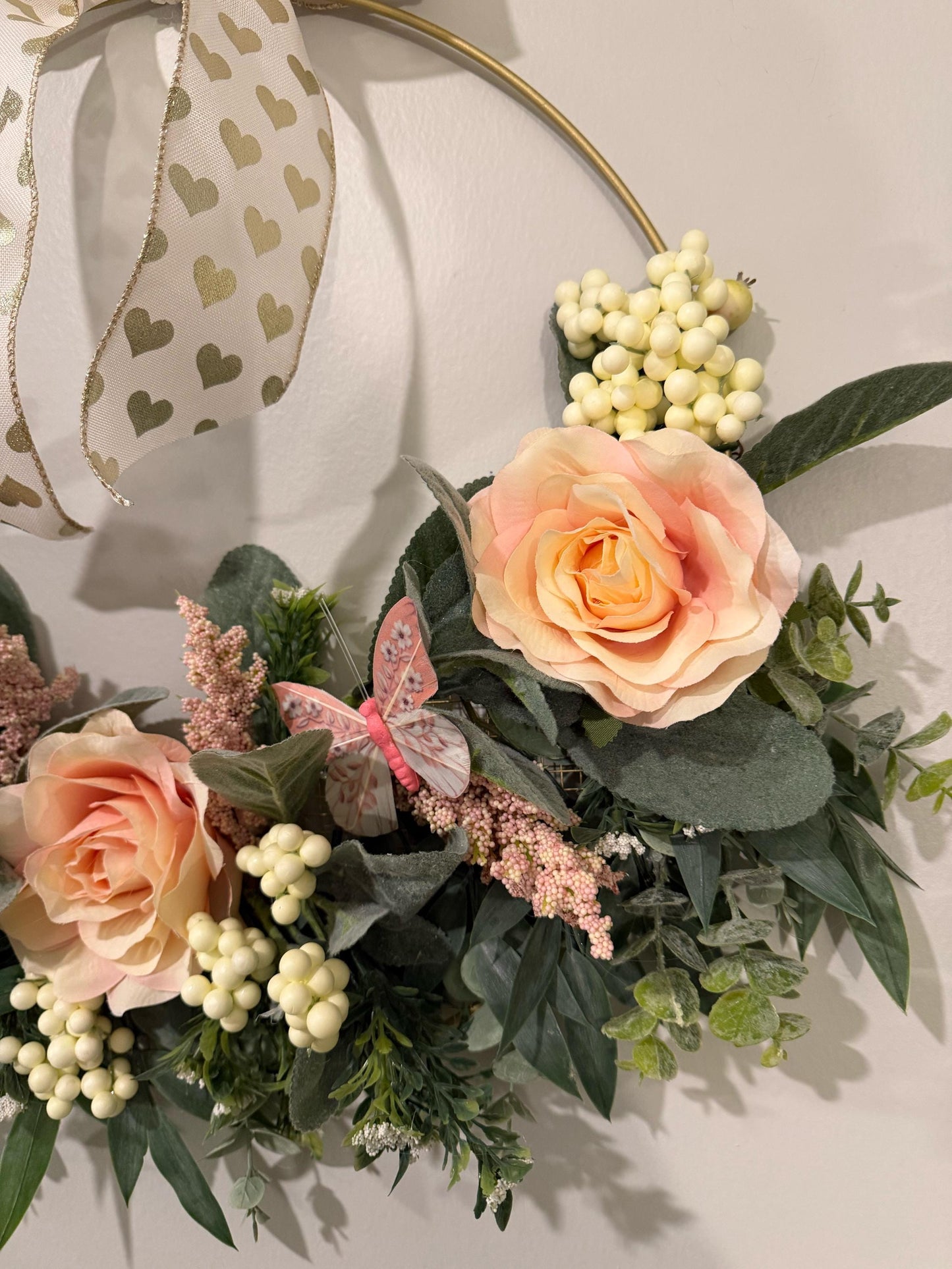 Handmade Blush Rose Gold Hoop Wreath — Modern Minimalist Front Door Décor