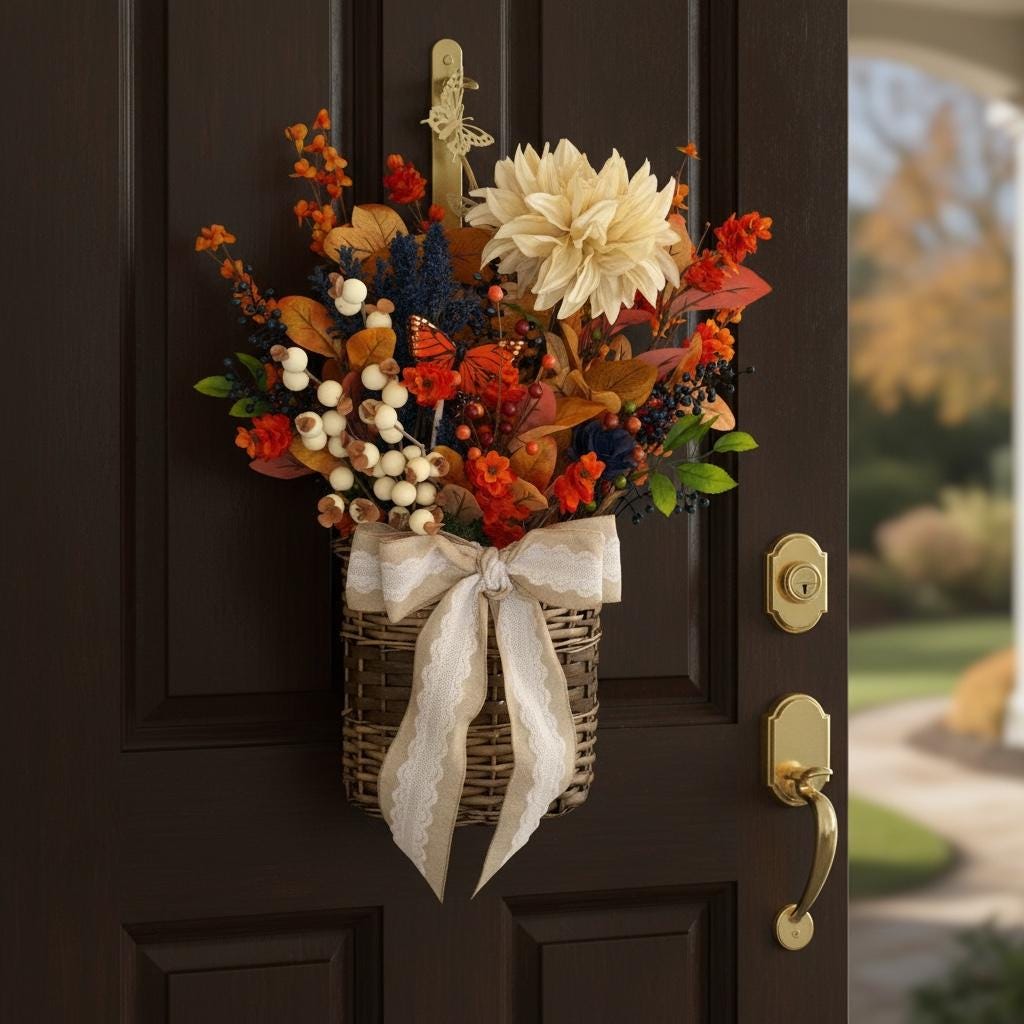Rustic Autumn Harvest Bouquet Door Hanger