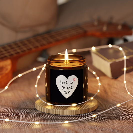 Love Is in the Air Soy Candle — Amber Jar Scented Candle (Romantic Gift)