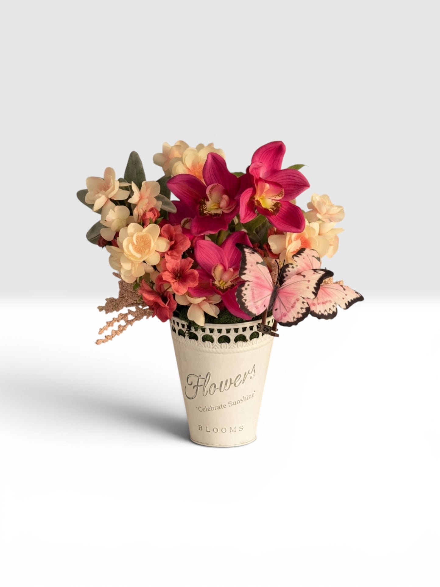 Pink Orchid & Butterfly Arrangement — "Celebrate Sunshine"