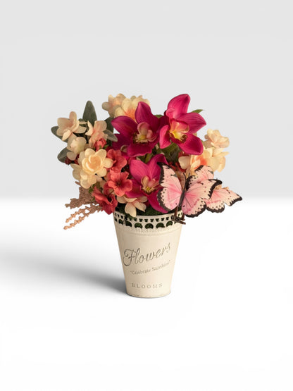 Pink Orchid & Butterfly Arrangement — "Celebrate Sunshine"