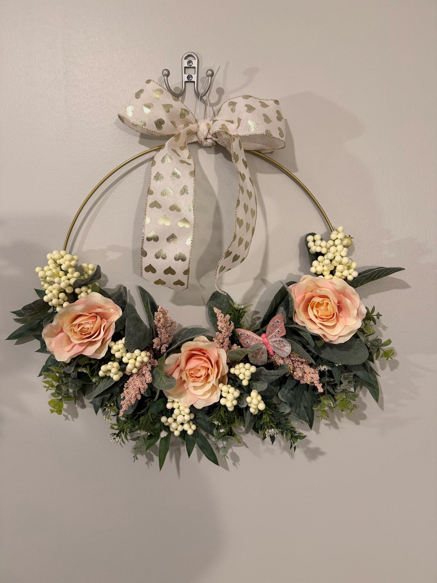 Handmade Blush Rose Gold Hoop Wreath — Modern Minimalist Front Door Décor