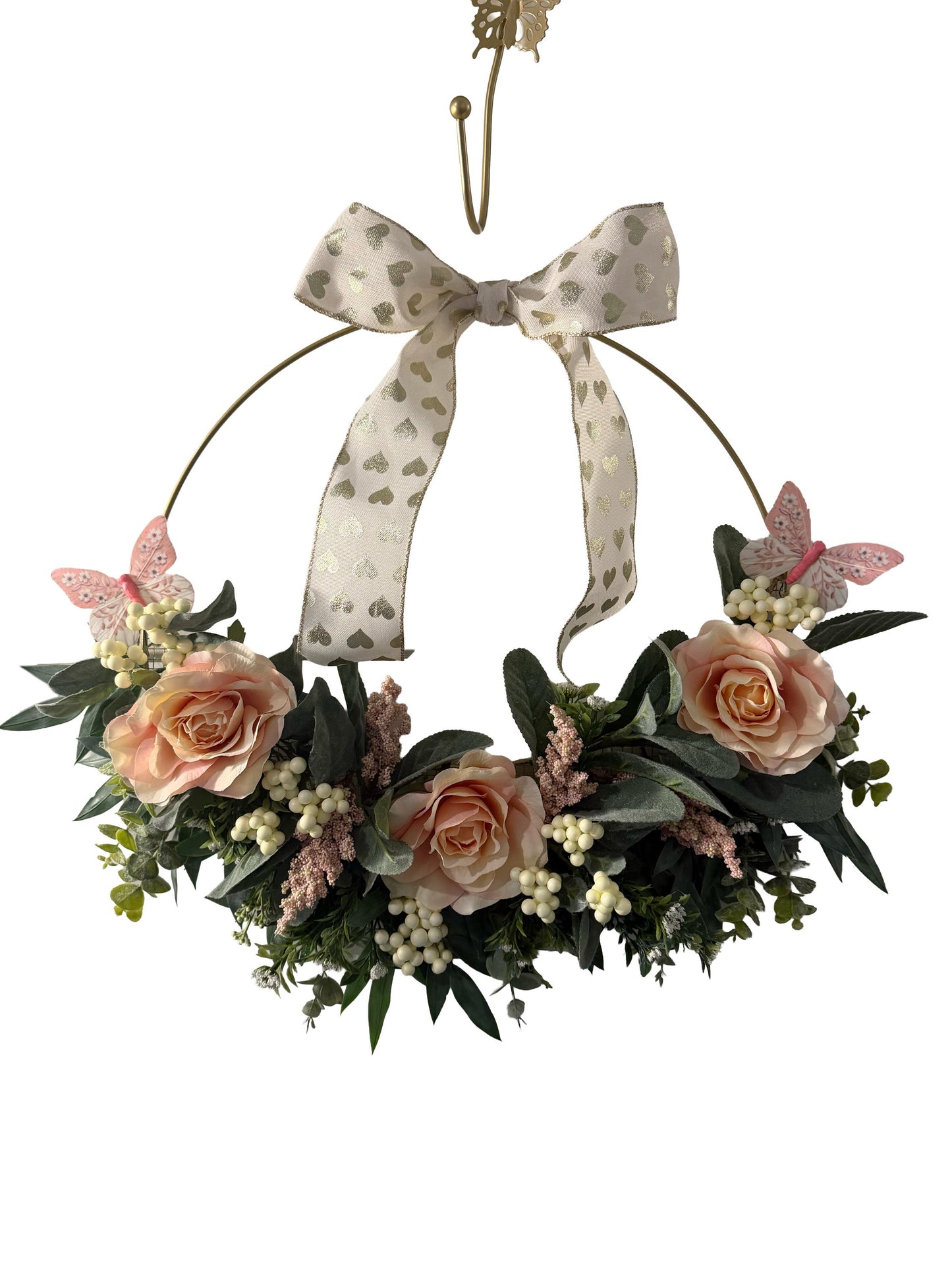 Handmade Blush Rose Gold Hoop Wreath — Modern Minimalist Front Door Décor